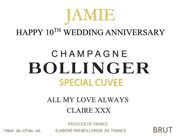 Bollinger Champagne Personalised Label