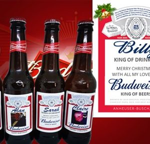 Budweiser Christmas Personalised Bottles